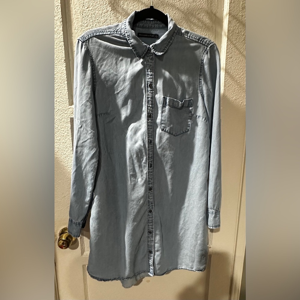 Abercrombie & Fitch Light Blue Denim Mini Shirt Dress